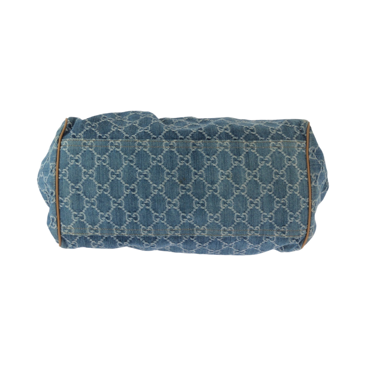 GUCCI Handbag denim Blue Brown Gold Metal Handbag Tote Bag Shoulder Bag Sukey Women Used