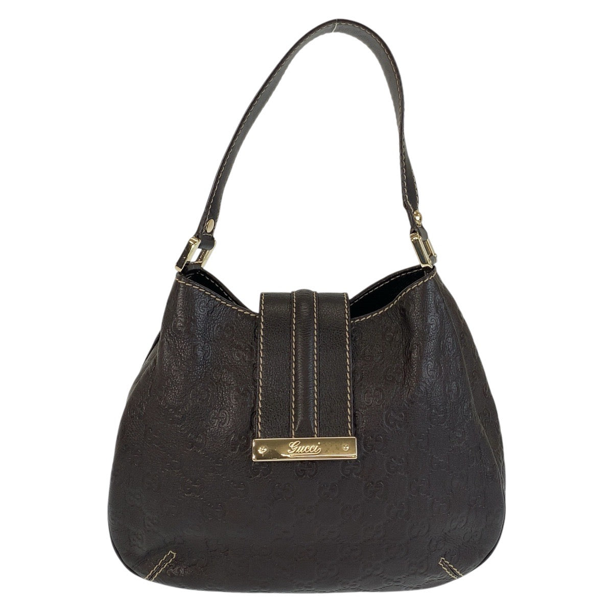 GUCCI Shoulder Bag 233608 leather Brown Gold Metal Guccisima Women Used