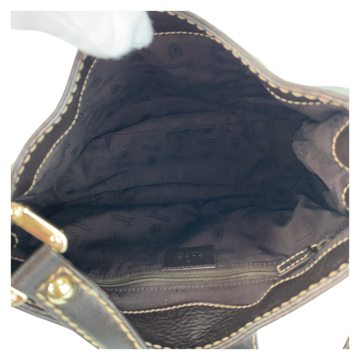 GUCCI Shoulder Bag 233608 leather Brown Gold Metal Guccisima Women Used