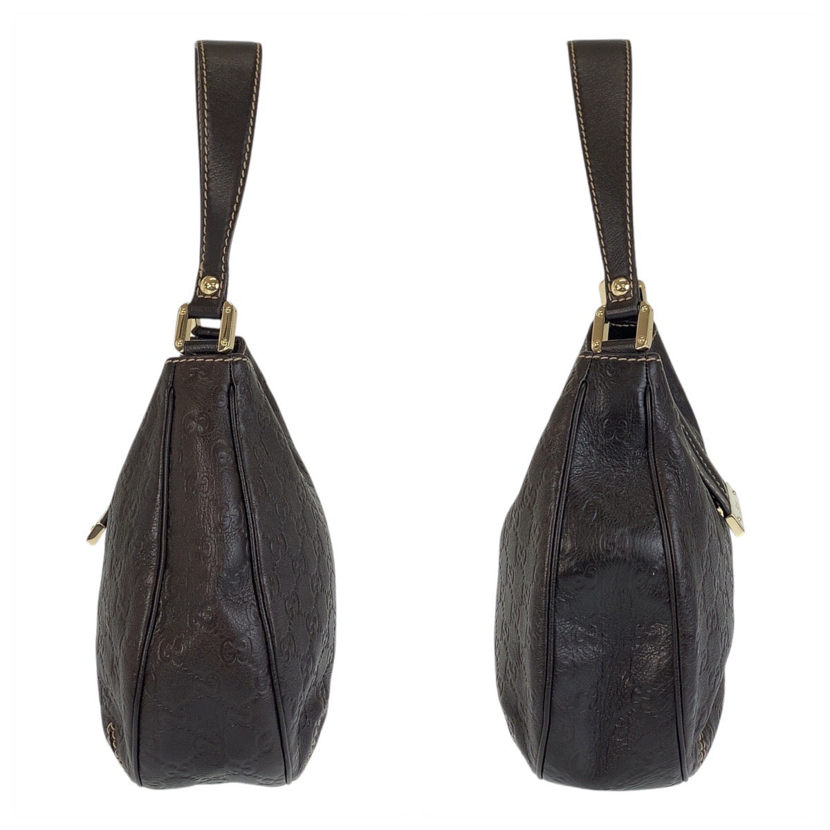 GUCCI Shoulder Bag 233608 leather Brown Gold Metal Guccisima Women Used