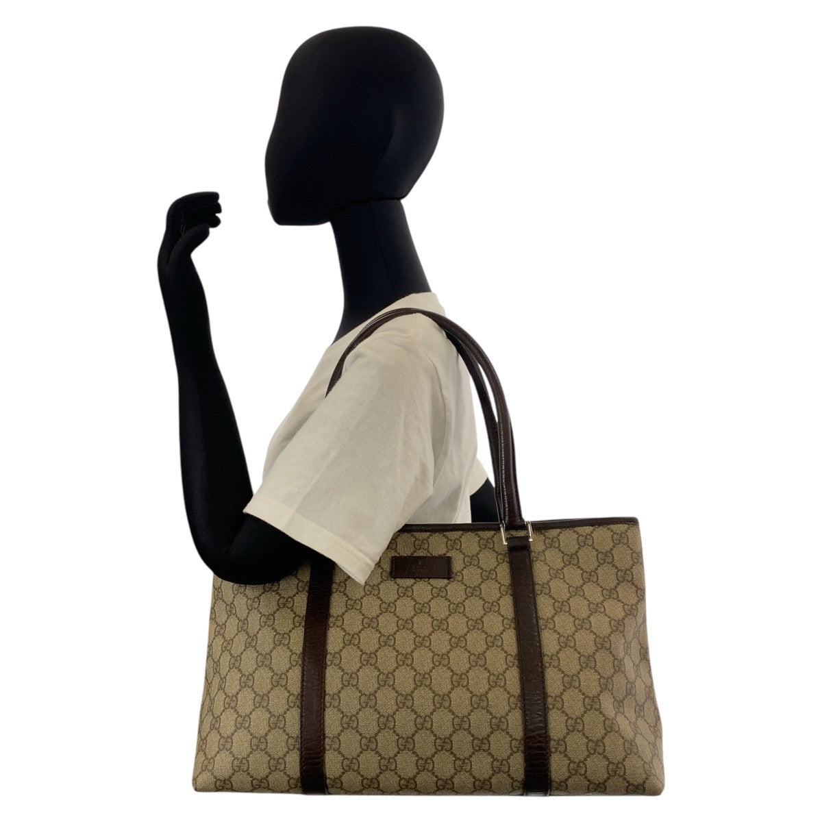 GUCCI Tote Bag 114595 GG Supreme canvas, leather Beige brown Tote Bag Shoulder Bag Women Used