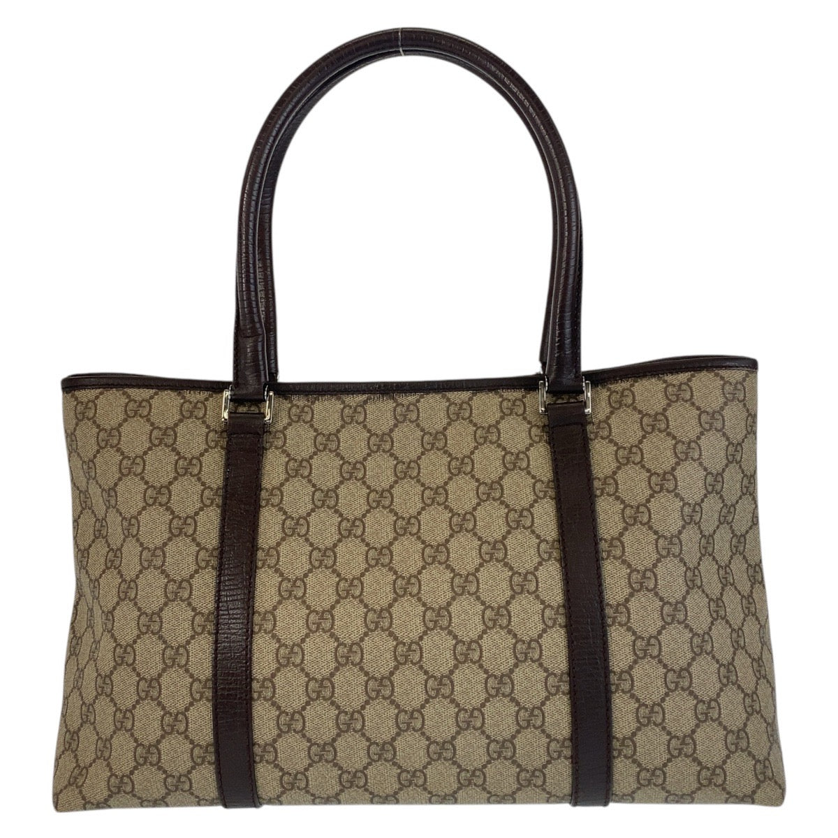 GUCCI Tote Bag 114595 GG Supreme canvas, leather Beige brown Tote Bag Shoulder Bag Women Used
