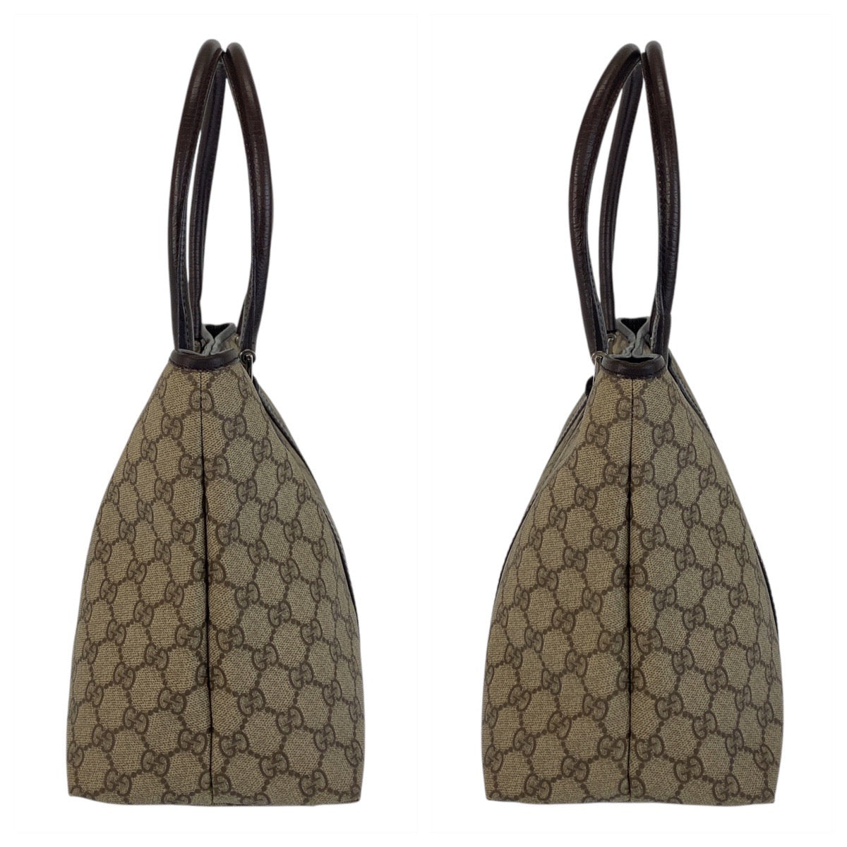 GUCCI Tote Bag 114595 GG Supreme canvas, leather Beige brown Tote Bag Shoulder Bag Women Used