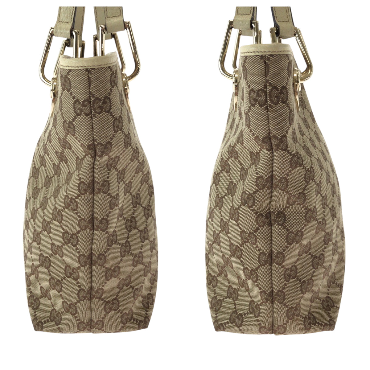 GUCCI Tote Bag 120840 GG canvas Brown Ivory Gold Metal Tote Bag Shoulder Bag Women Used