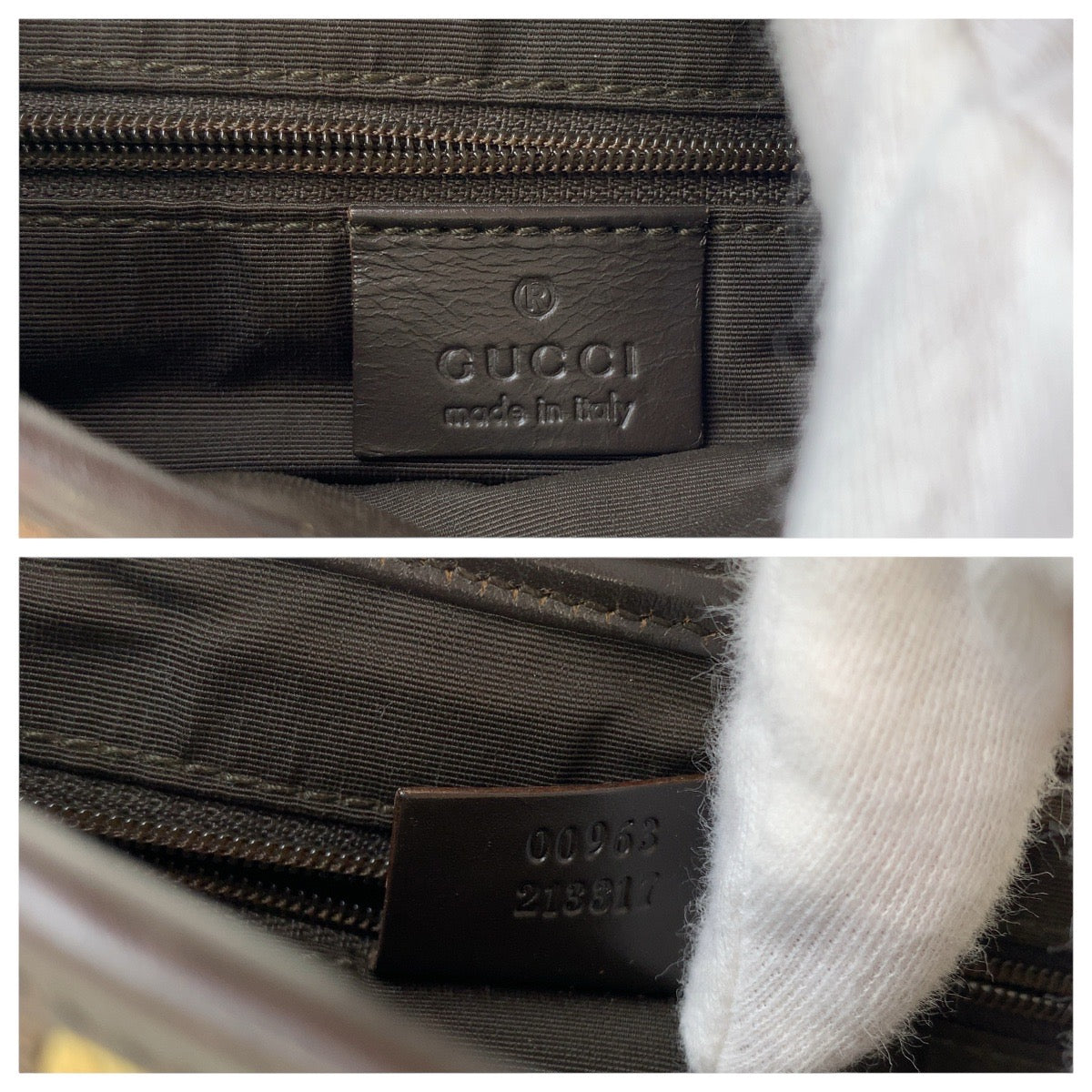 GUCCI Shoulder Bag 00963 GG canvas, leather Brown Silver Metal Shelly Line Jackie Women Used