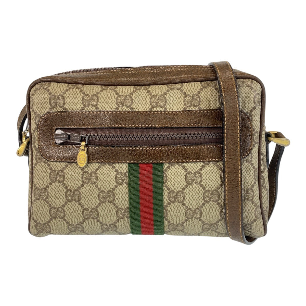 GUCCI Shoulder Bag 51 01 3552 GG Supreme canvas, leather Beige Brown Gold Metal Shoulder Bag pochette Sherry line Women Used