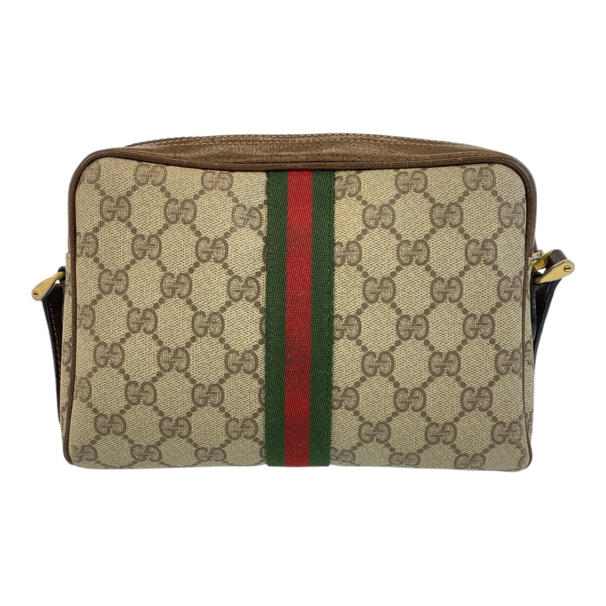 GUCCI Shoulder Bag 51 01 3552 GG Supreme canvas, leather Beige Brown Gold Metal Shoulder Bag pochette Sherry line Women Used