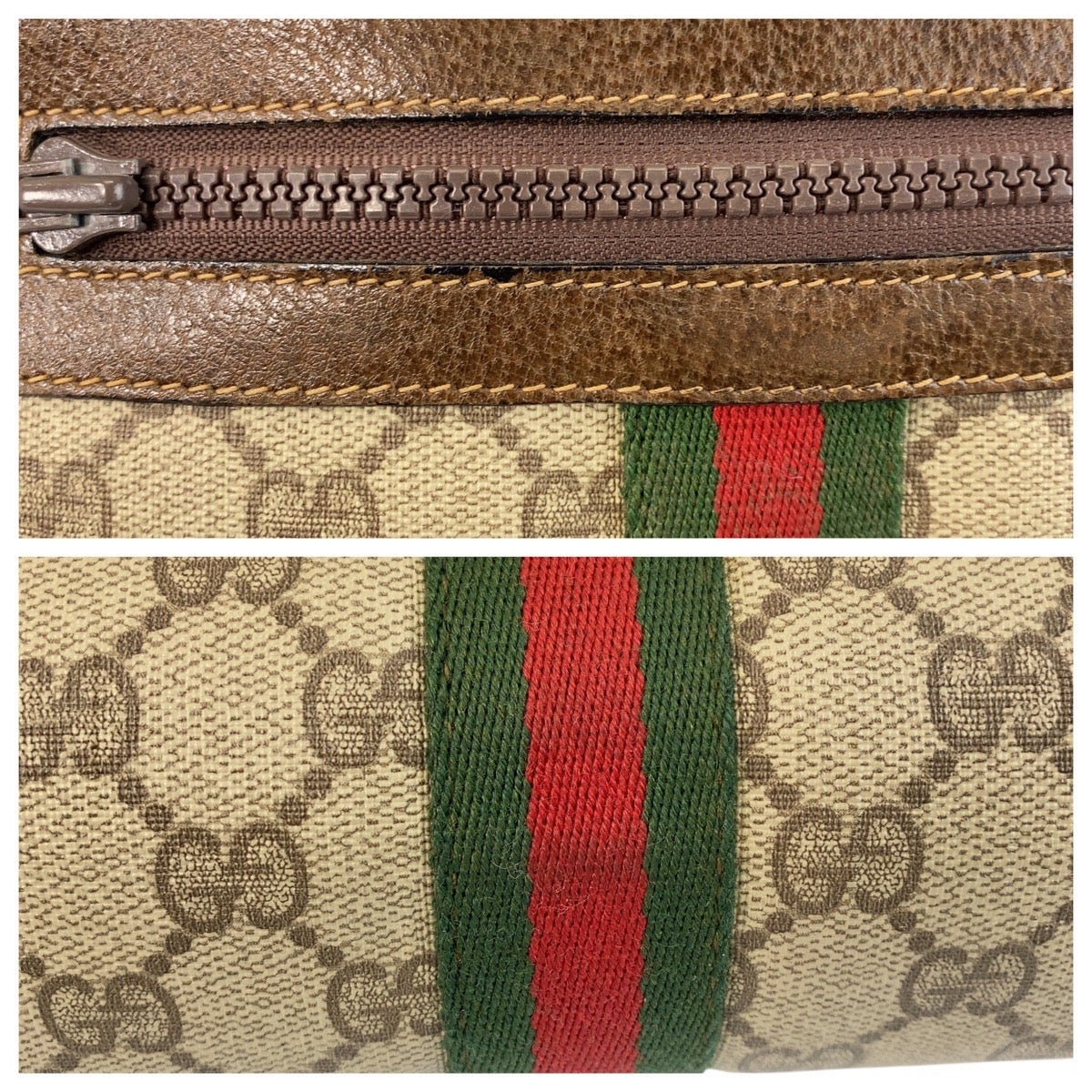 GUCCI Shoulder Bag 51 01 3552 GG Supreme canvas, leather Beige Brown Gold Metal Shoulder Bag pochette Sherry line Women Used