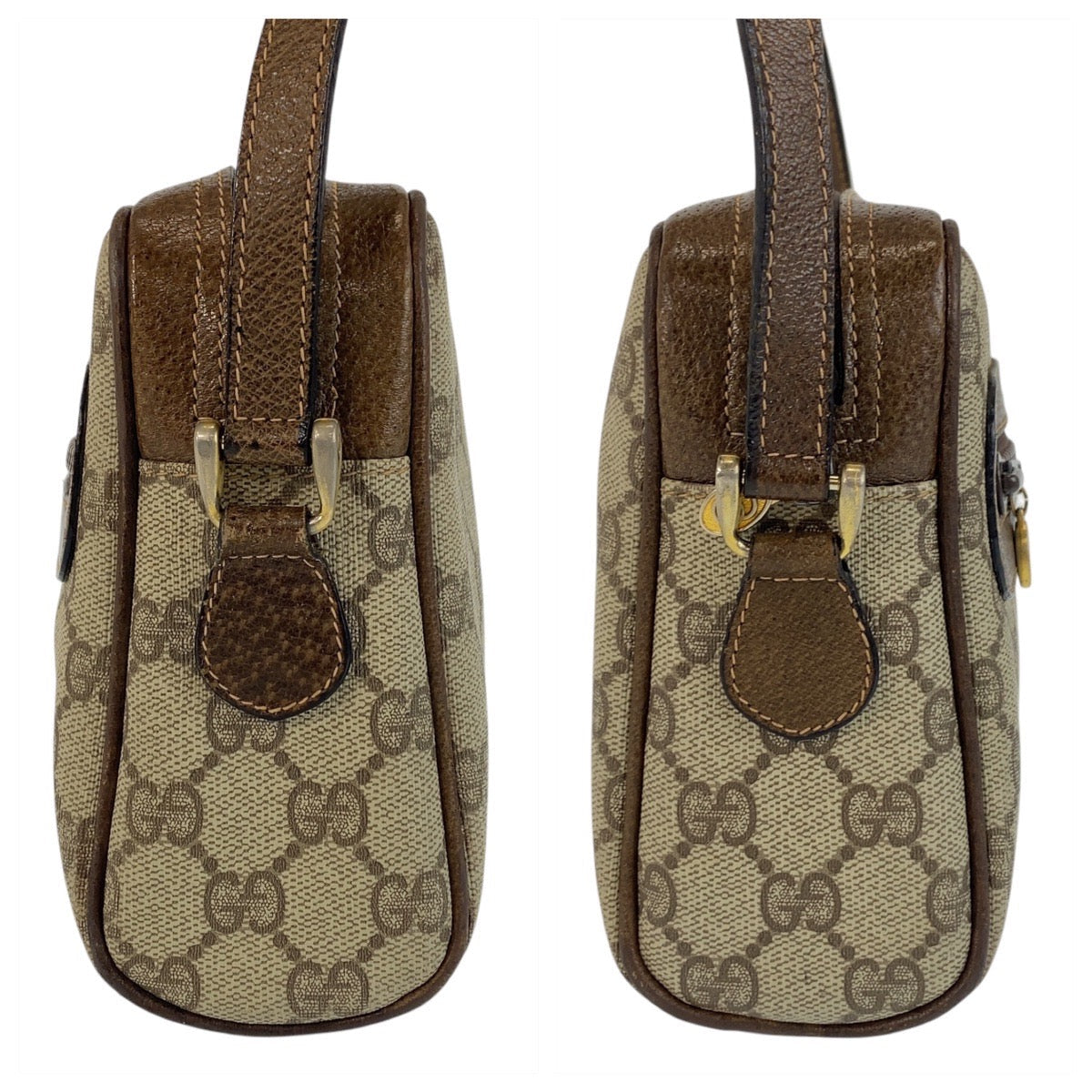GUCCI Shoulder Bag 51 01 3552 GG Supreme canvas, leather Beige Brown Gold Metal Shoulder Bag pochette Sherry line Women Used
