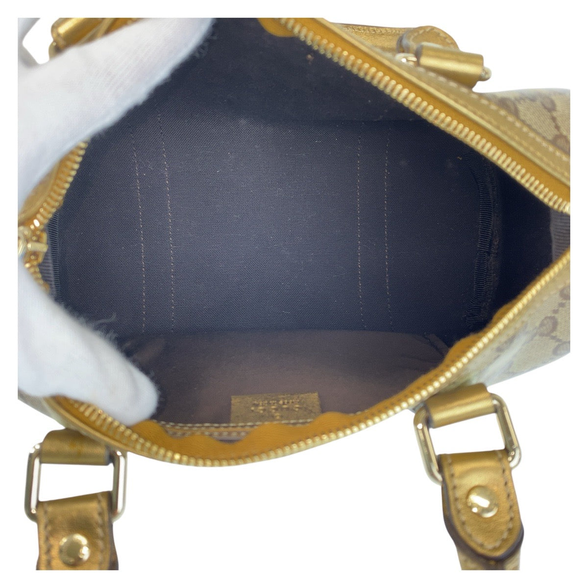 GUCCI Handbag 193604 PVC Beige Gold GoldMetal Handbags Mini Boston Duffel bag GG crystal Women Used