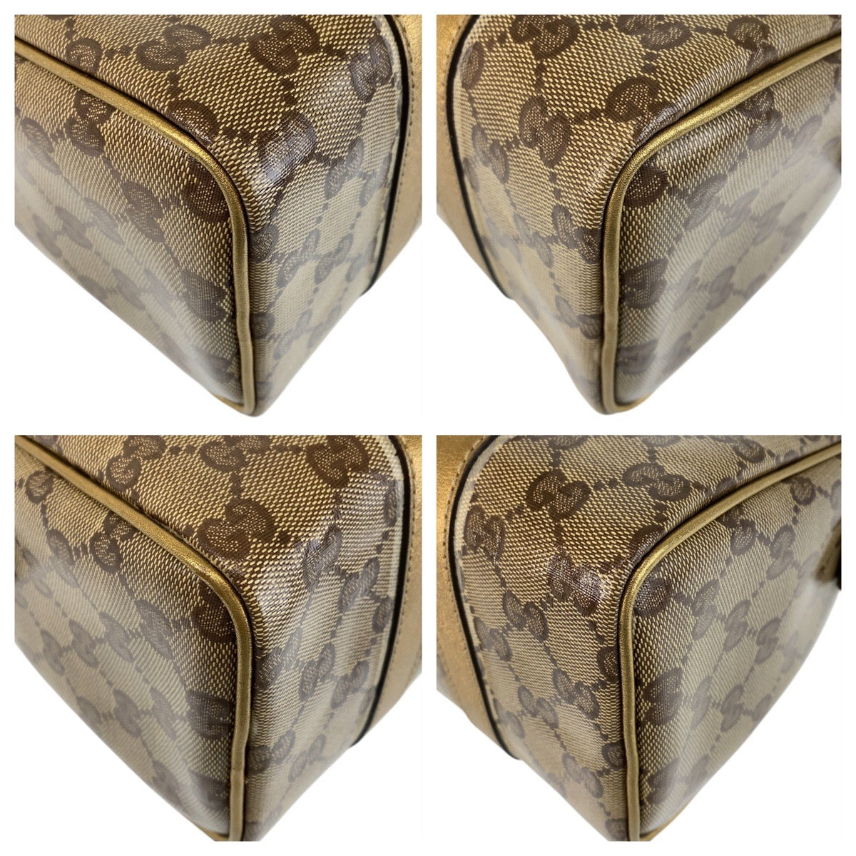 GUCCI Handbag 193604 PVC Beige Gold GoldMetal Handbags Mini Boston Duffel bag GG crystal Women Used