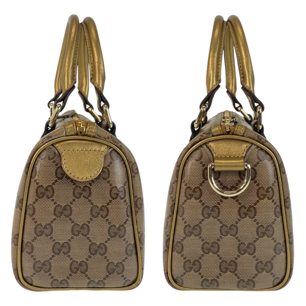 GUCCI Handbag 193604 PVC Beige Gold GoldMetal Handbags Mini Boston Duffel bag GG crystal Women Used