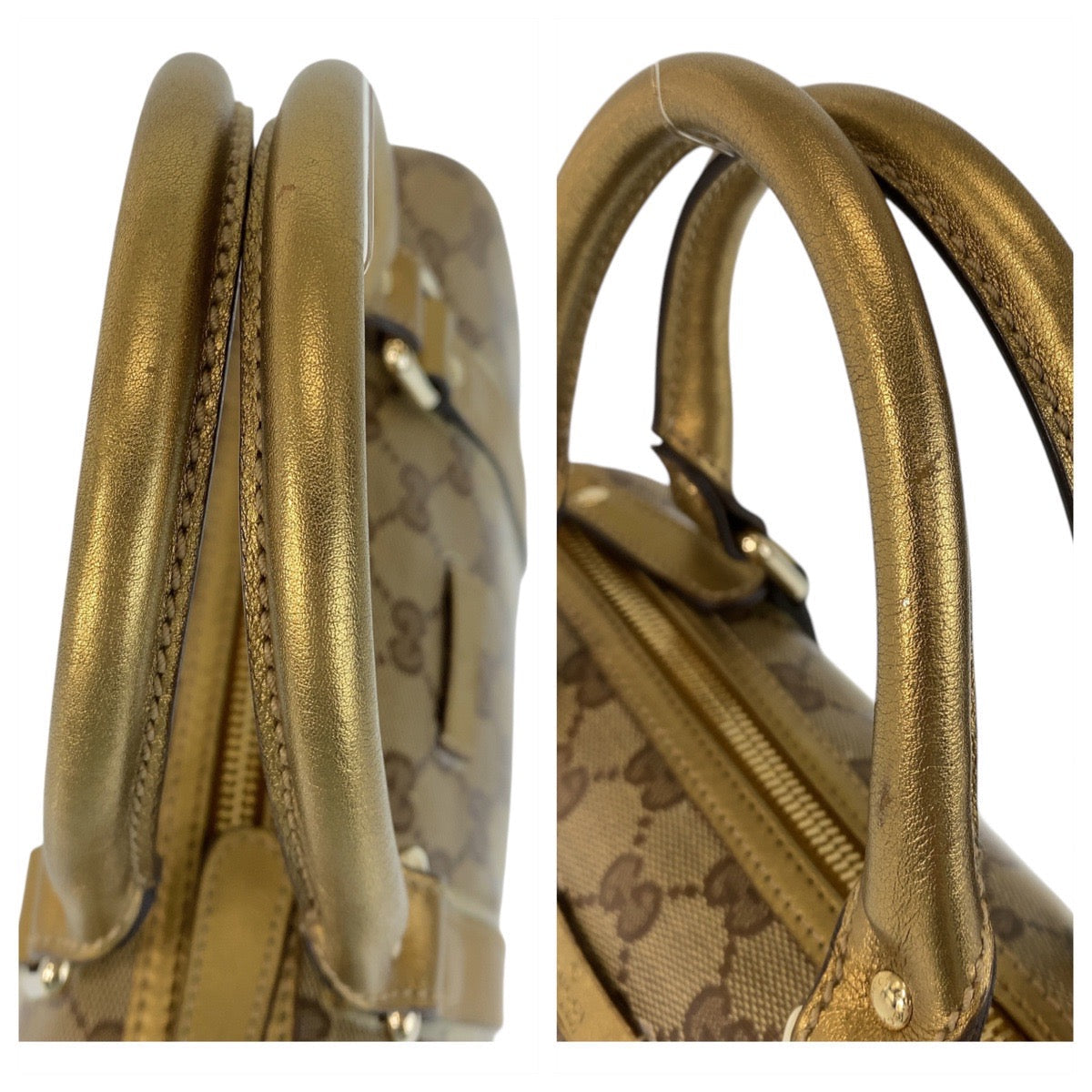 GUCCI Handbag 193604 PVC Beige Gold GoldMetal Handbags Mini Boston Duffel bag GG crystal Women Used