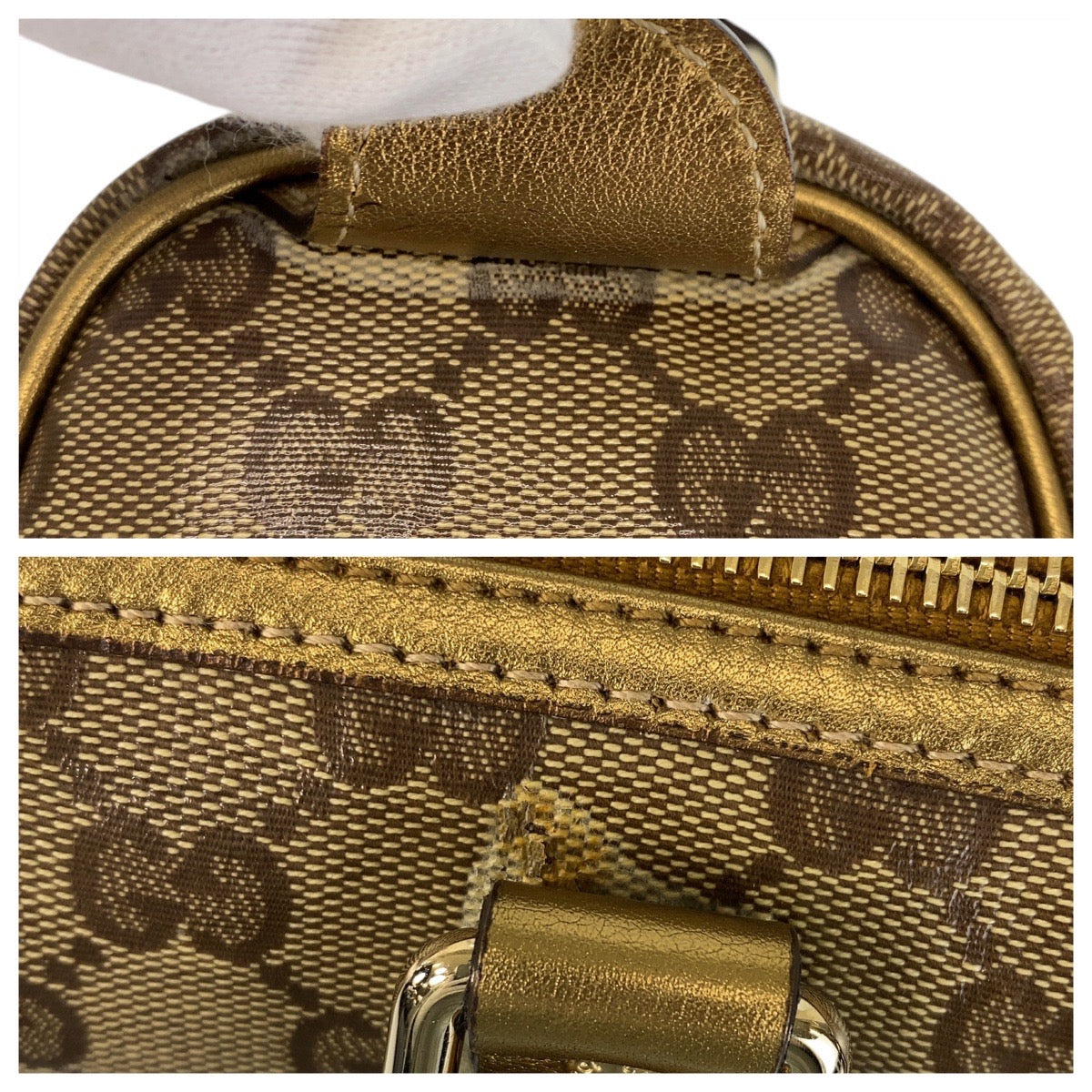 GUCCI Handbag 193604 PVC Beige Gold GoldMetal Handbags Mini Boston Duffel bag GG crystal Women Used