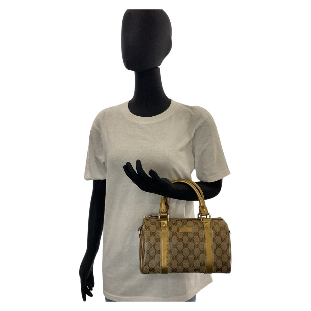 GUCCI Handbag 193604 PVC Beige Gold GoldMetal Handbags Mini Boston Duffel bag GG crystal Women Used