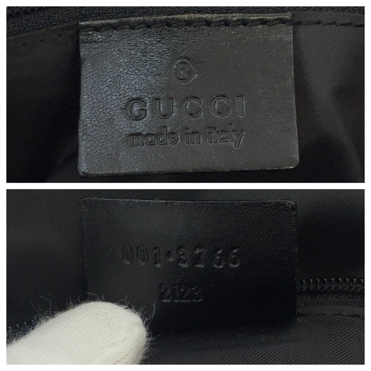 GUCCI Shoulder Bag 001 3766 leather Black SilverMetal Women Used