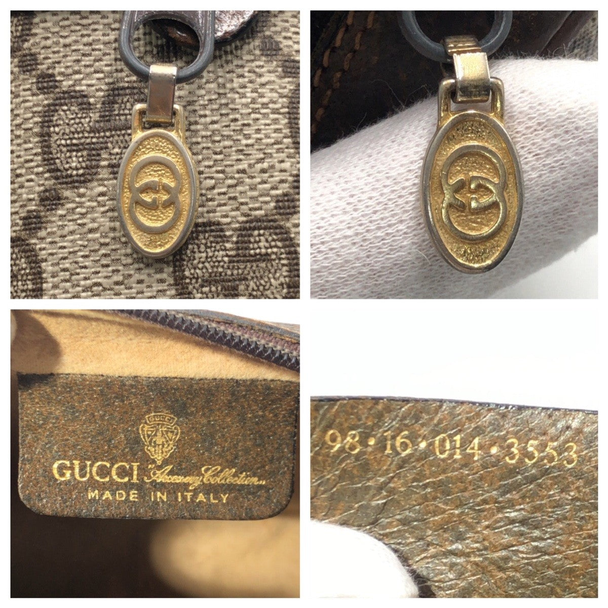 GUCCI Clutch bag 98 16 014 GG Supreme Canvas Brown Sherry line