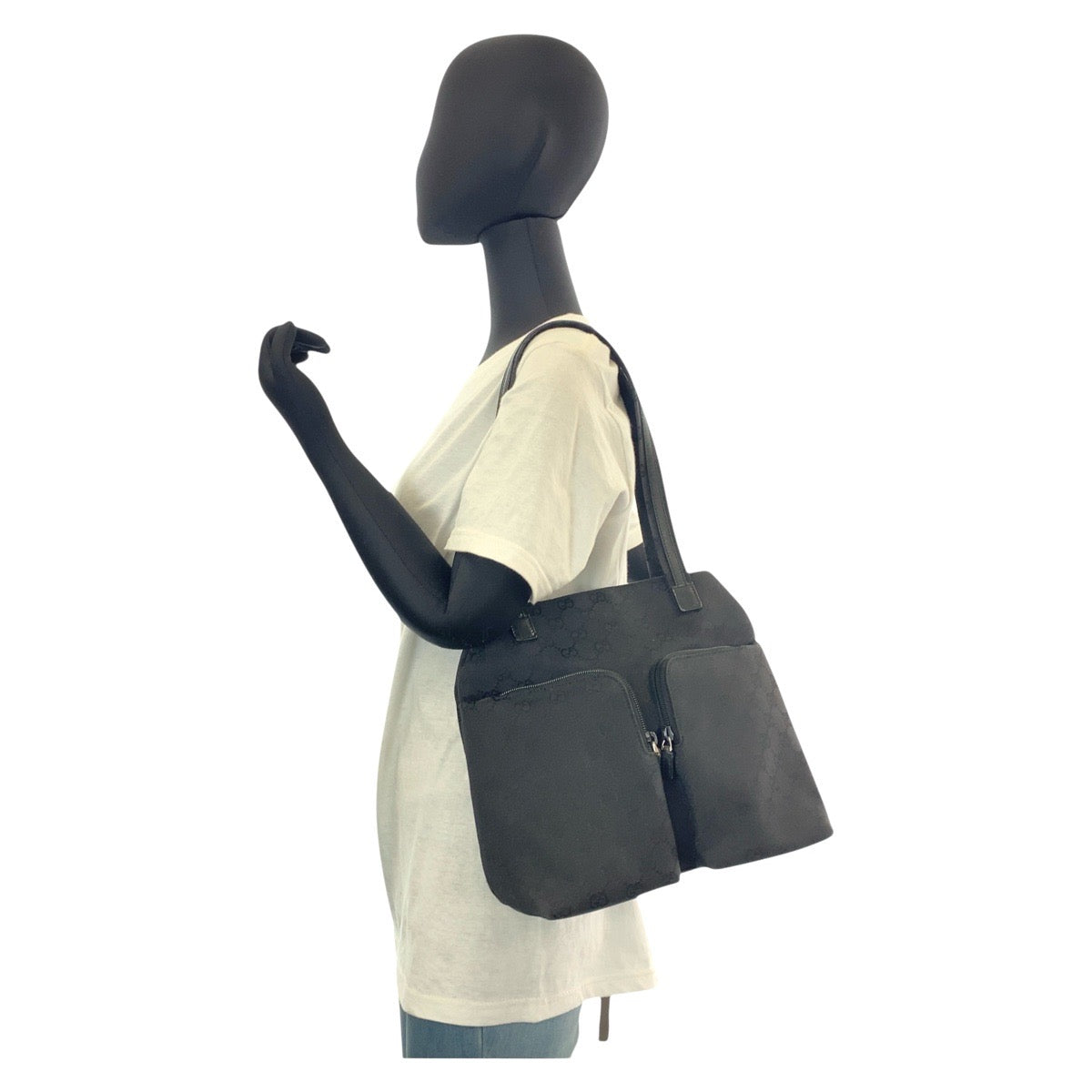 GUCCI Shoulder Bag 002 1076 GG canvas Black black Shoulder Bag Women Used