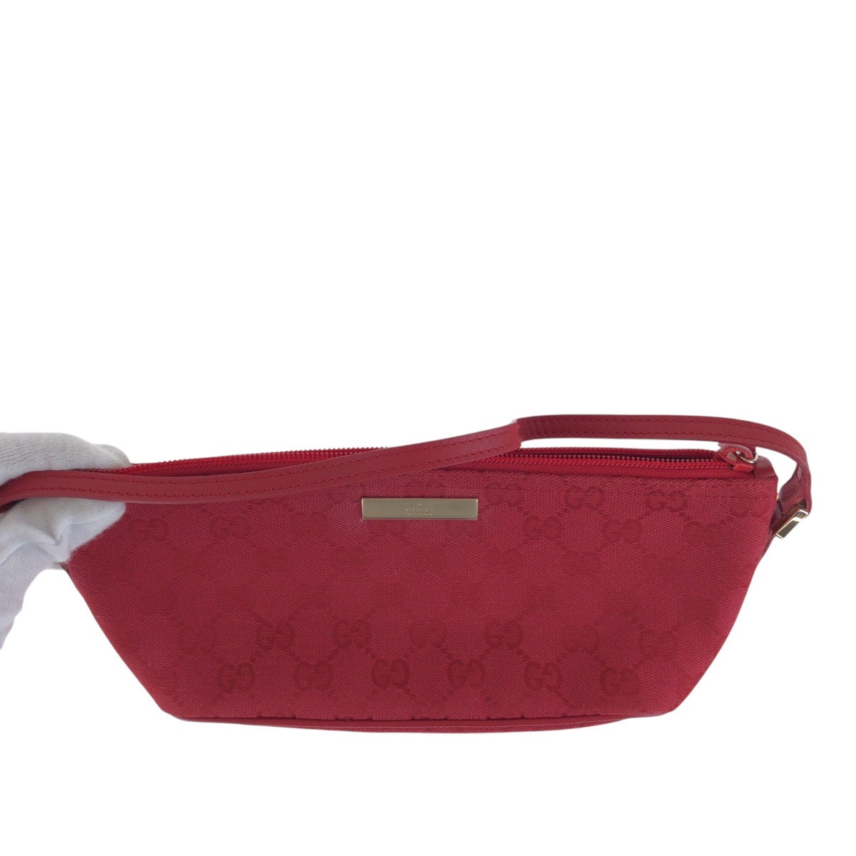 GUCCI Handbag 039 1103 GG canvas, leather Red Gold Metal Handbag accessory pouch Women Used