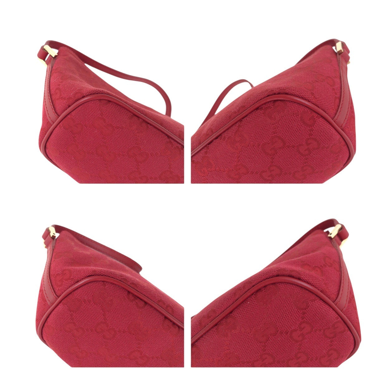 GUCCI Handbag 039 1103 GG canvas, leather Red Gold Metal Handbag accessory pouch Women Used