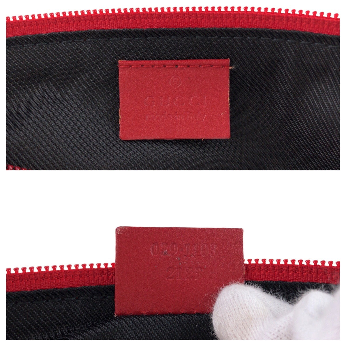 GUCCI Handbag 039 1103 GG canvas, leather Red Gold Metal Handbag accessory pouch Women Used