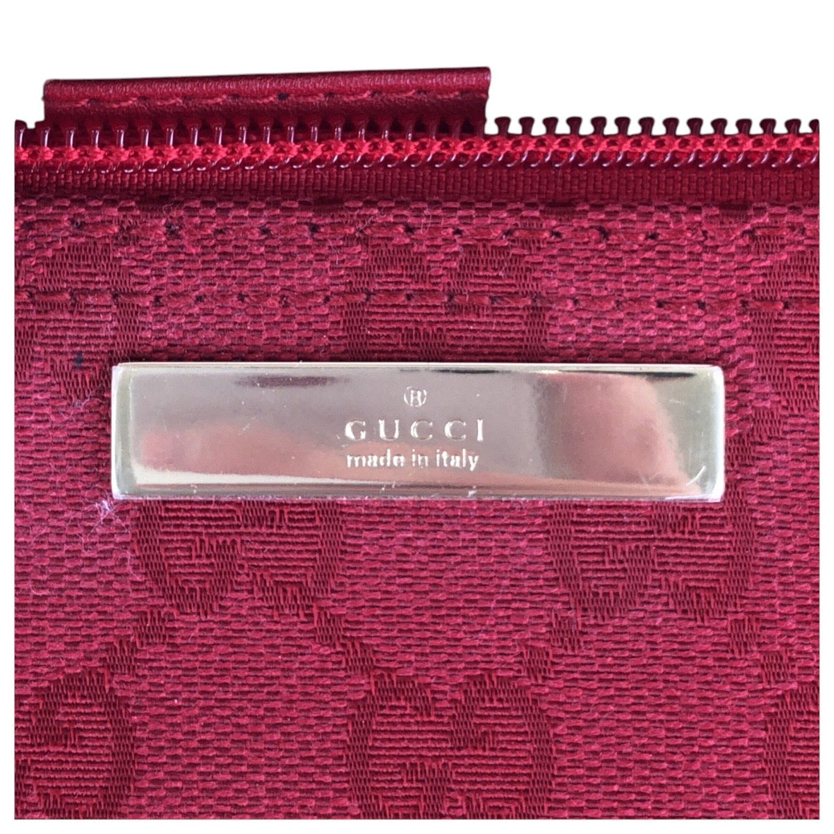 GUCCI Handbag 039 1103 GG canvas, leather Red Gold Metal Handbag accessory pouch Women Used