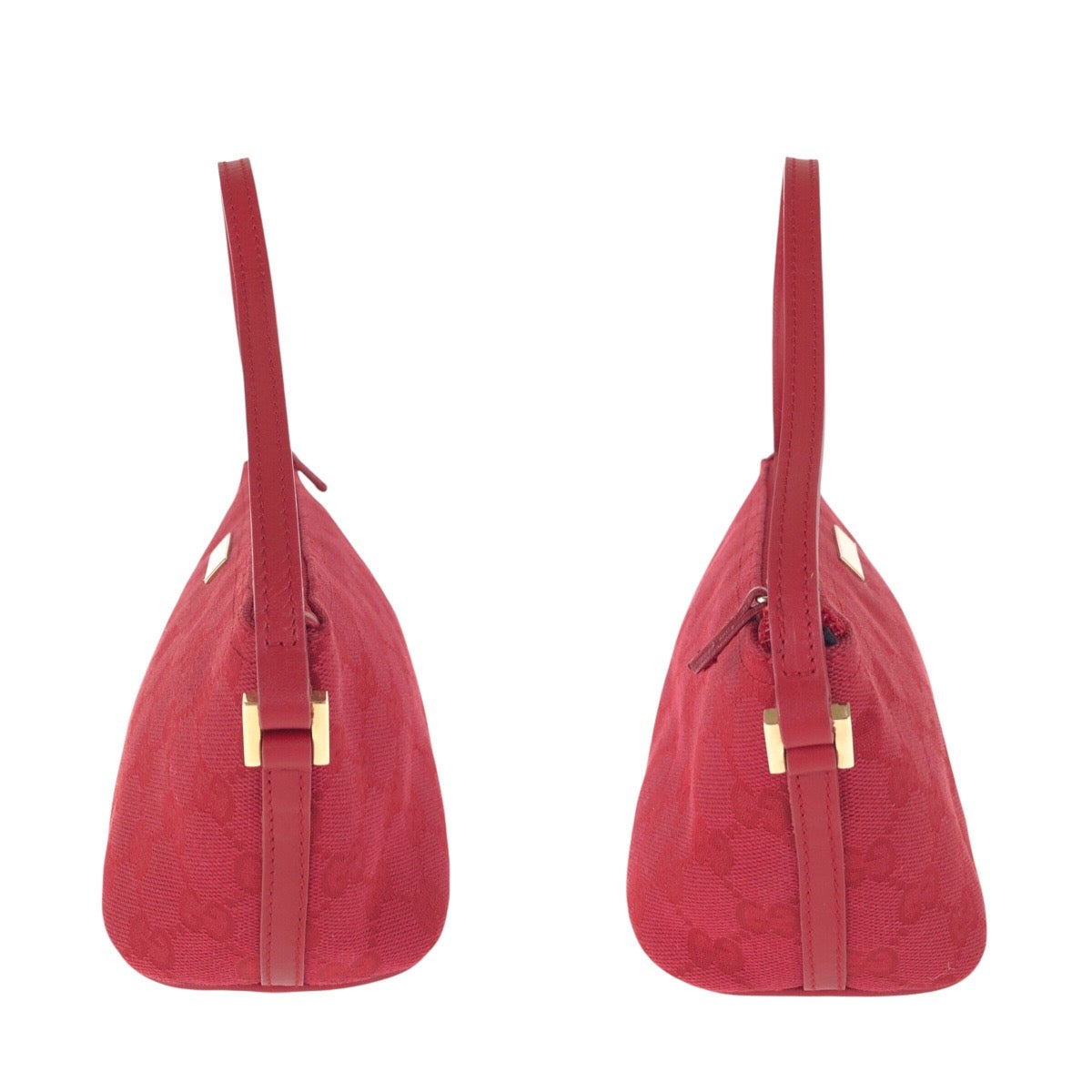 GUCCI Handbag 039 1103 GG canvas, leather Red Gold Metal Handbag accessory pouch Women Used