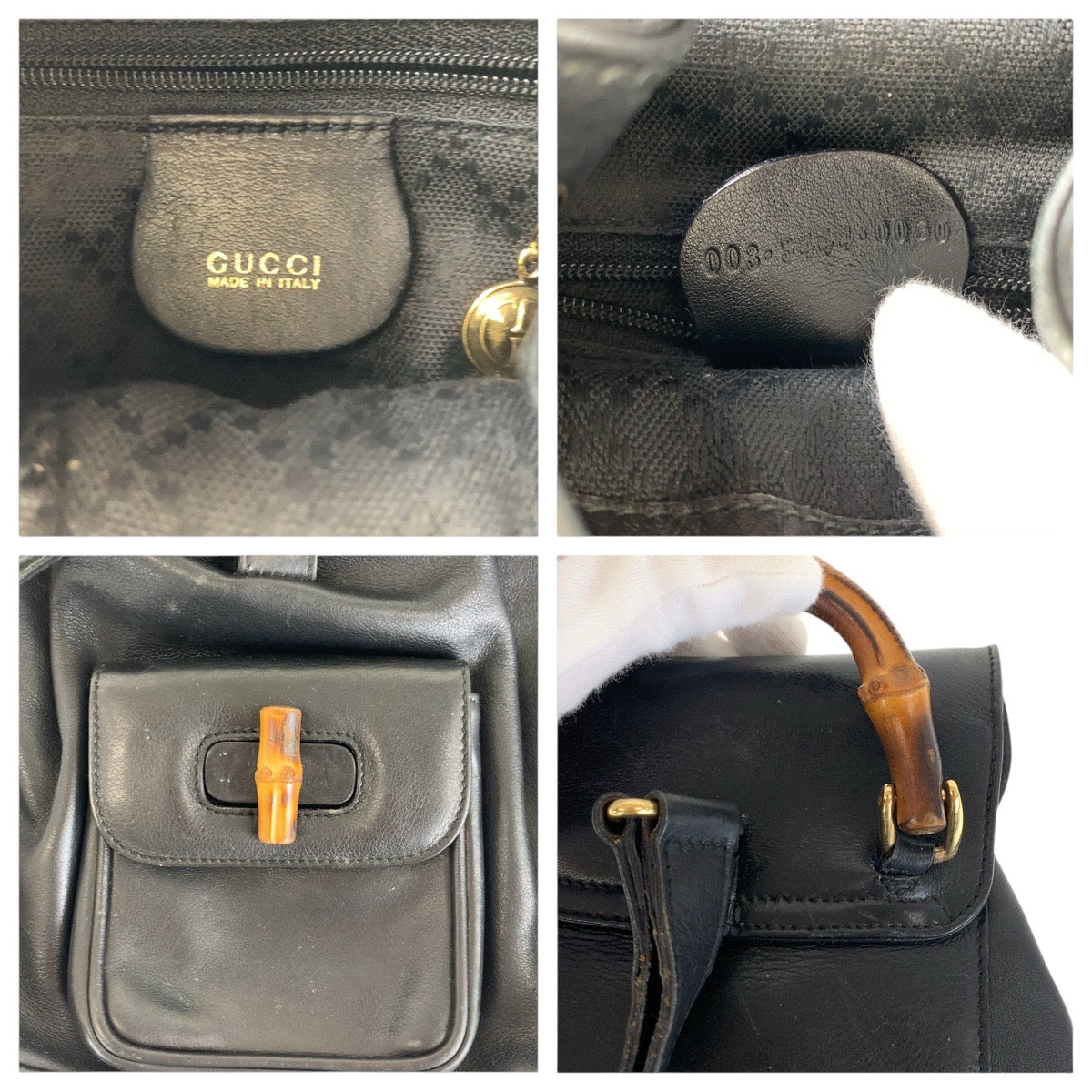 GUCCI Backpack 003 3444 0030 leather black Backpacks & Daypacks Backpacks Bamboo Women Used