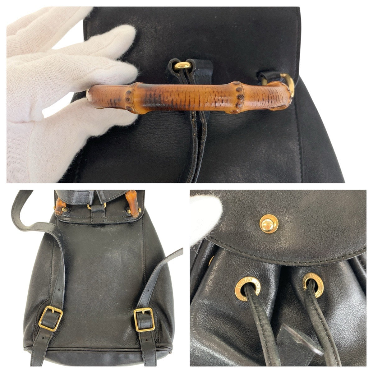 GUCCI Backpack 003 3444 0030 leather black Backpacks & Daypacks Backpacks Bamboo Women Used