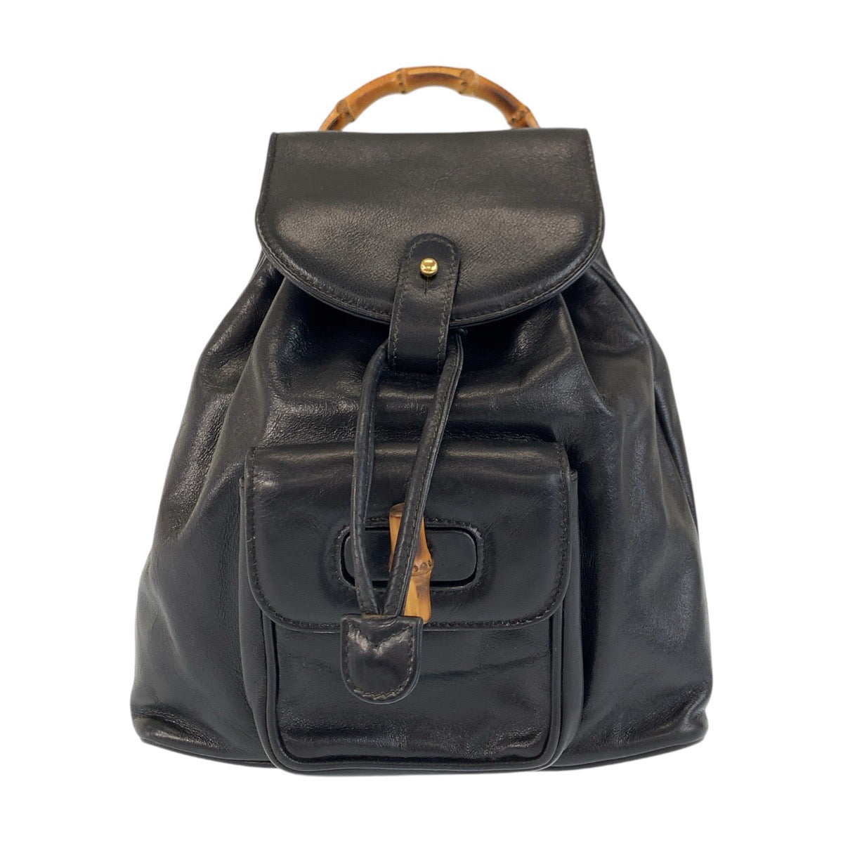 GUCCI Backpack 003 1705 0030 leather Black Gold Metal Backpack Backpack Bamboo Women Used