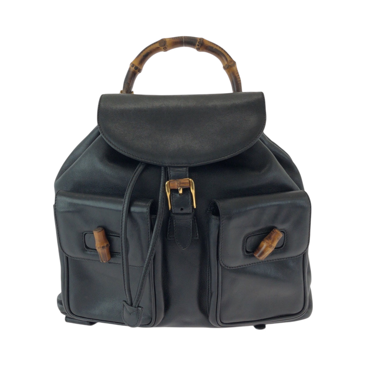 GUCCI Backpack 003 2058 0016 leather Black Brown Backpack Backpack Bamboo Old Gucci Women Used