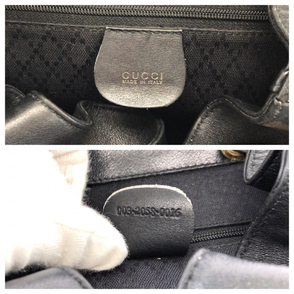 GUCCI Backpack 003 2058 0016 leather Black Brown Backpack Backpack Bamboo Old Gucci Women Used