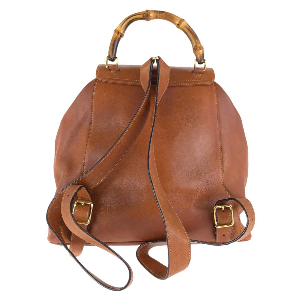GUCCI Backpack 003 1998 0016 leather Light Brown Camel Gold Metal Backpacks & Daypacks Backpacks Bamboo Women Used