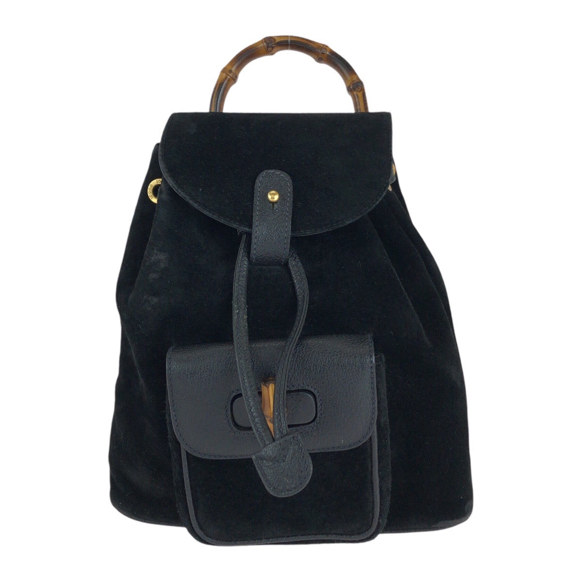 GUCCI Backpack 003 1705 Suede, Leather Black GoldMetal Backpack bag pack Bamboo Women Used