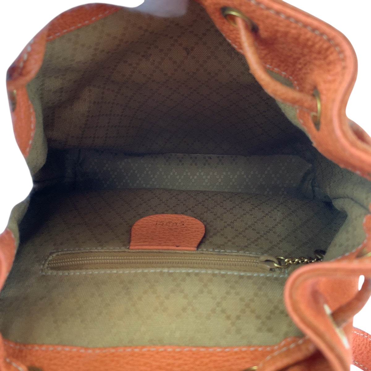 GUCCI Backpack 003 3444 0030 Suede Orange Brown Gold Metal Backpack Backpack Bamboo Women Used