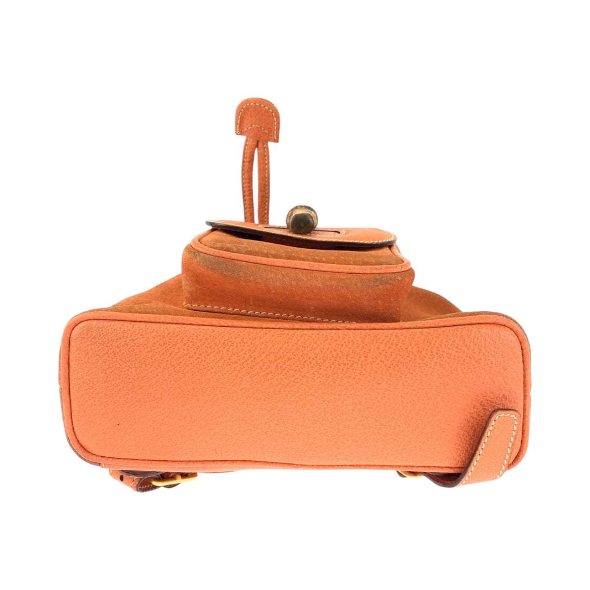 GUCCI Backpack 003 3444 0030 Suede Orange Brown Gold Metal Backpack Backpack Bamboo Women Used
