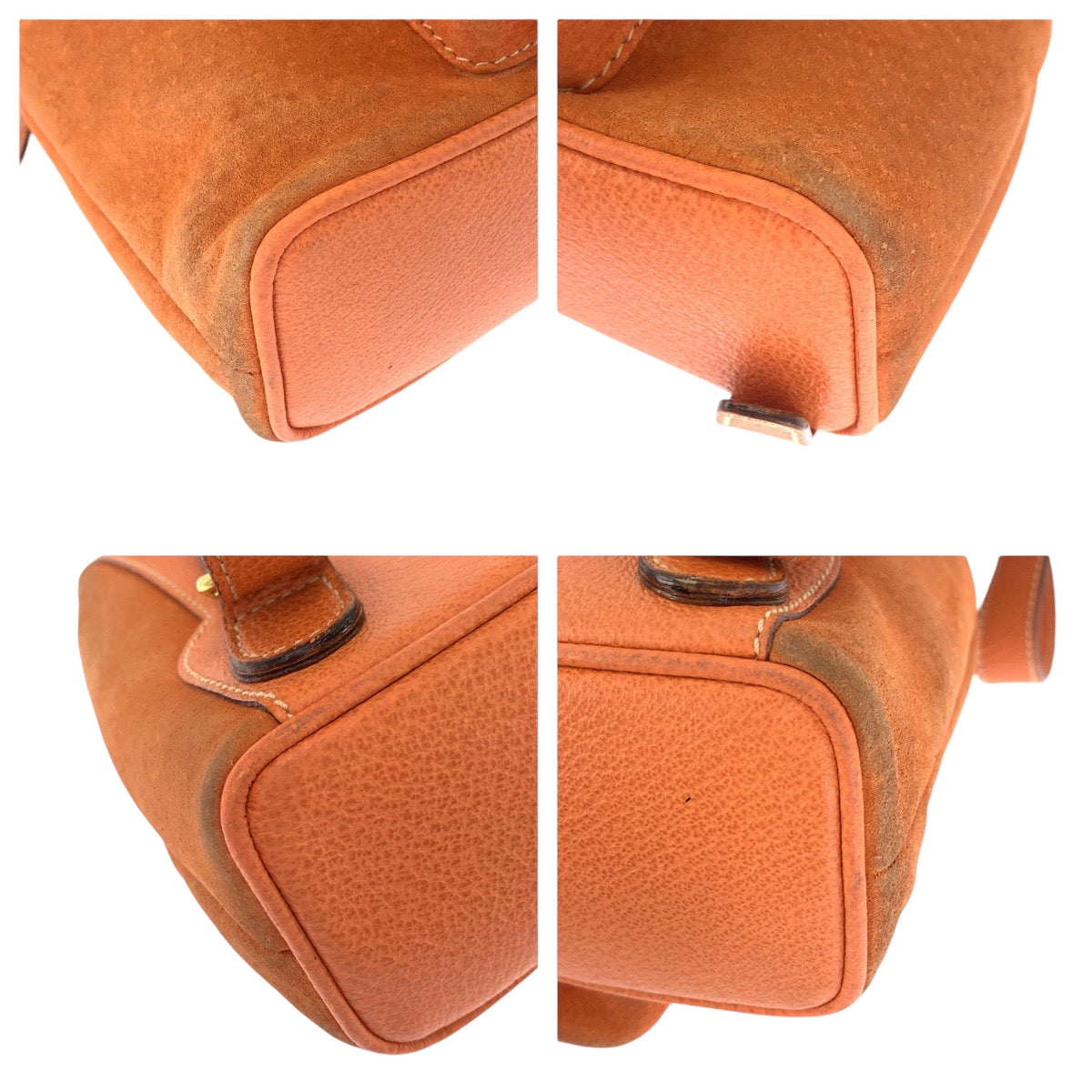 GUCCI Backpack 003 3444 0030 Suede Orange Brown Gold Metal Backpack Backpack Bamboo Women Used