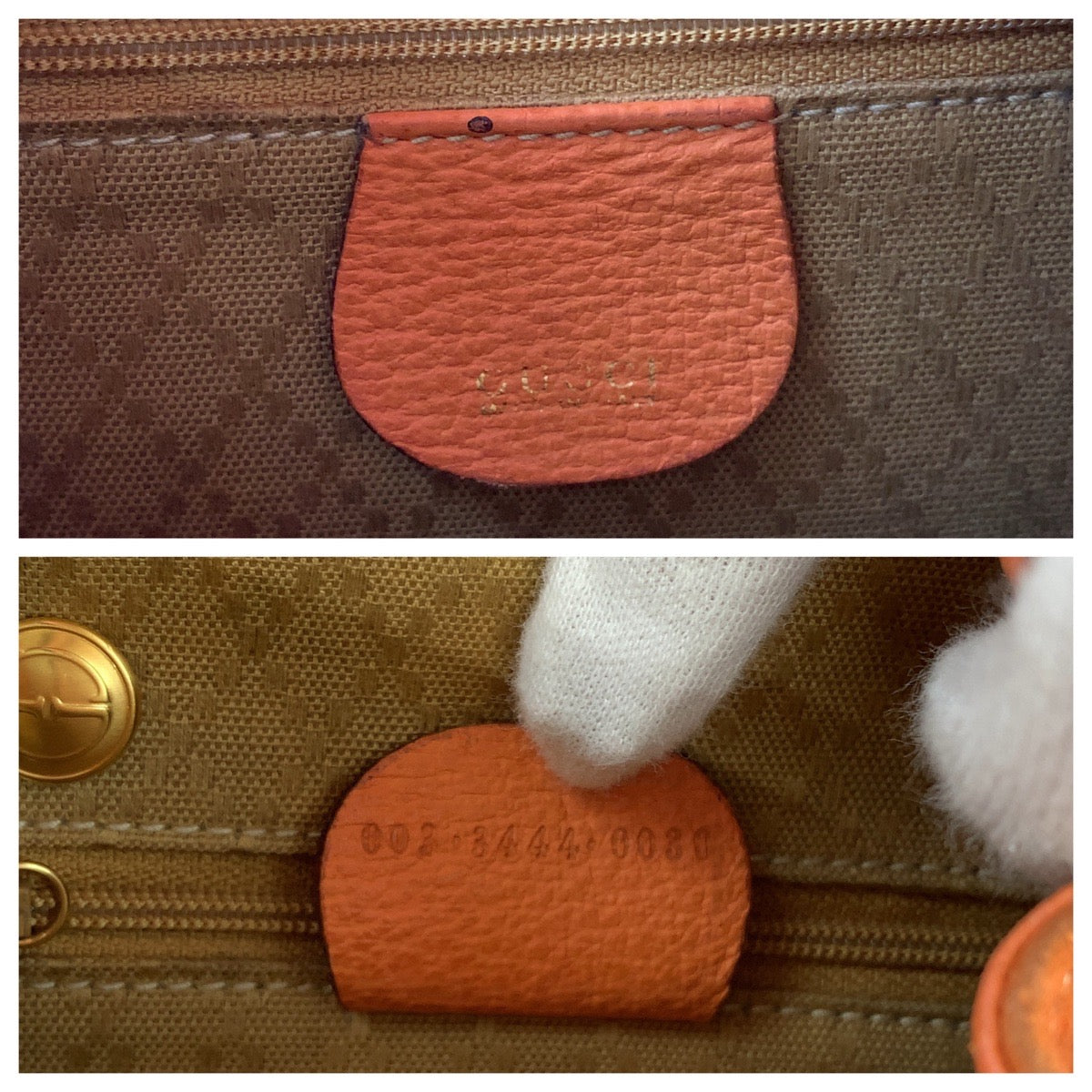 GUCCI Backpack 003 3444 0030 Suede Orange Brown Gold Metal Backpack Backpack Bamboo Women Used