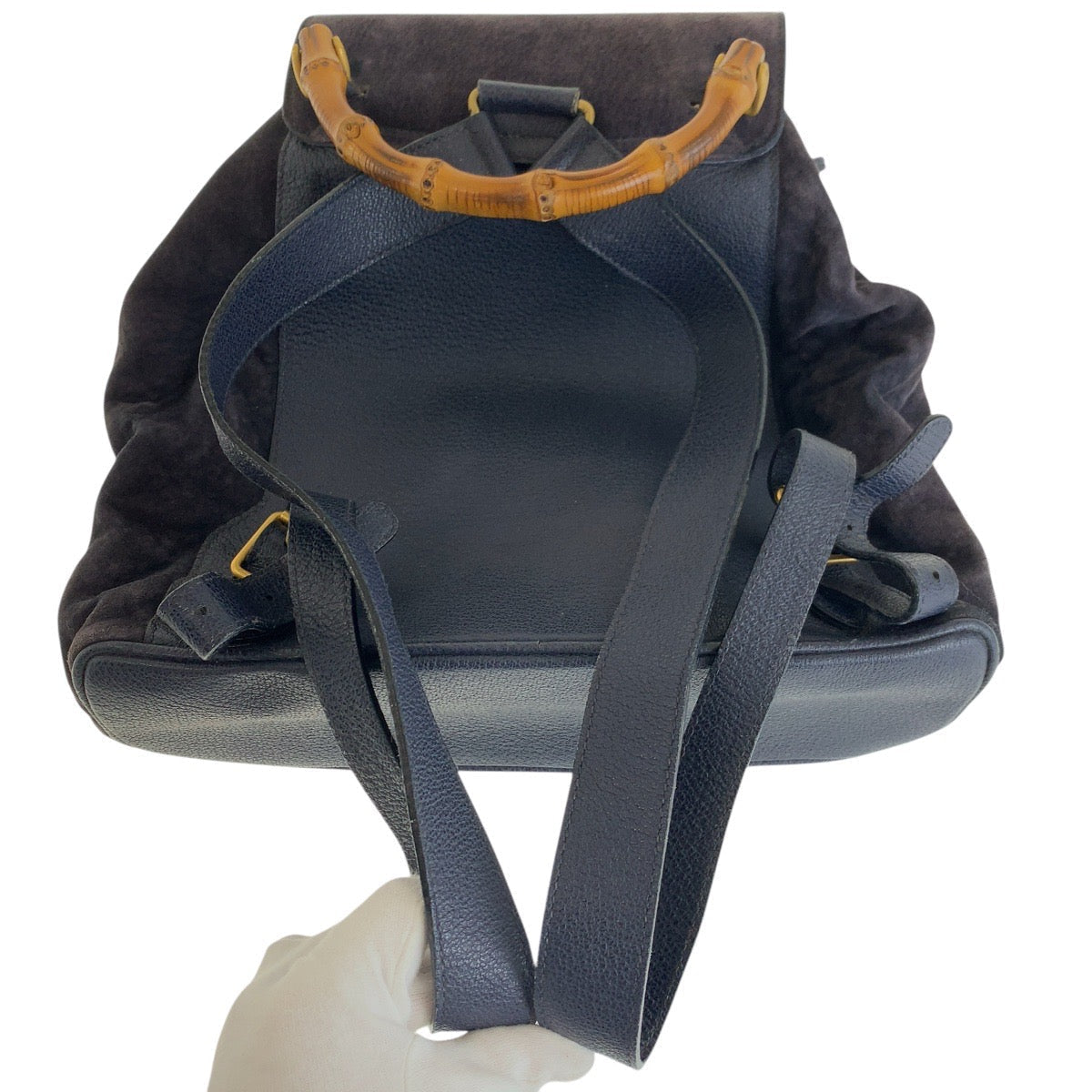 GUCCI Backpack 003 2058 0016 Suede, Leather Navy Backpacks & Daypacks Backpacks Bamboo Women Used