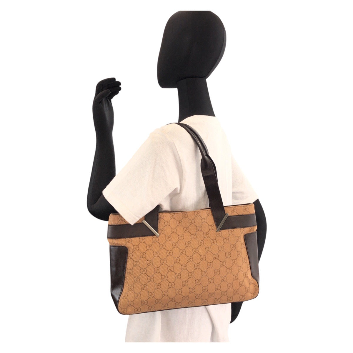 GUCCI Tote Bag 73983 GG canvas, leather Beige brown Tote Bag Shoulder Bag Women Used