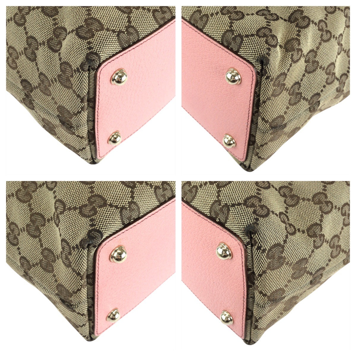 GUCCI Tote Bag 120840 GG canvas, leather Beige Pink Gold Metal Tote Bag Shoulder Bag Women Used