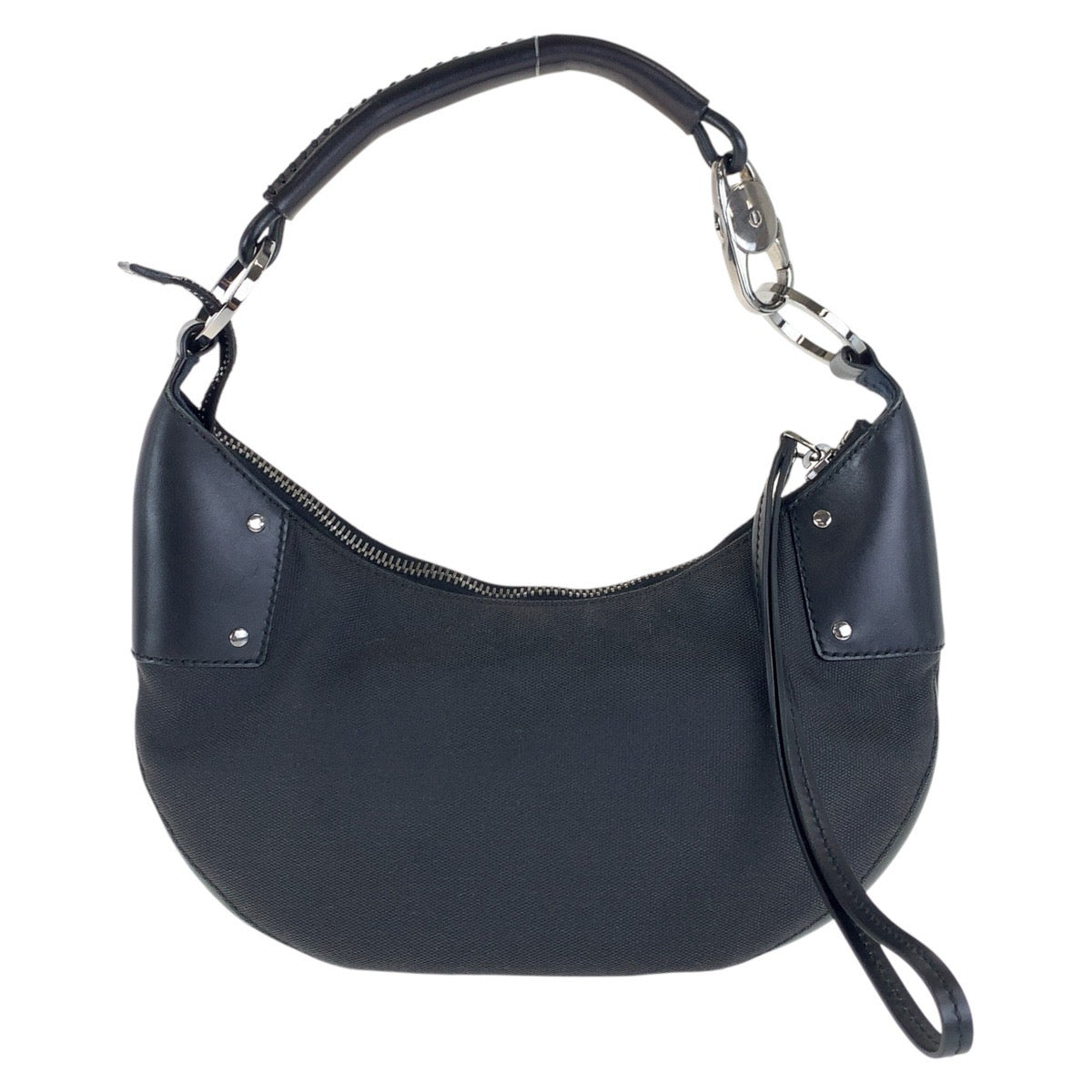GUCCI Shoulder Bag 109208 Canvas, Leather Black Silver Metal Hobo Women Used