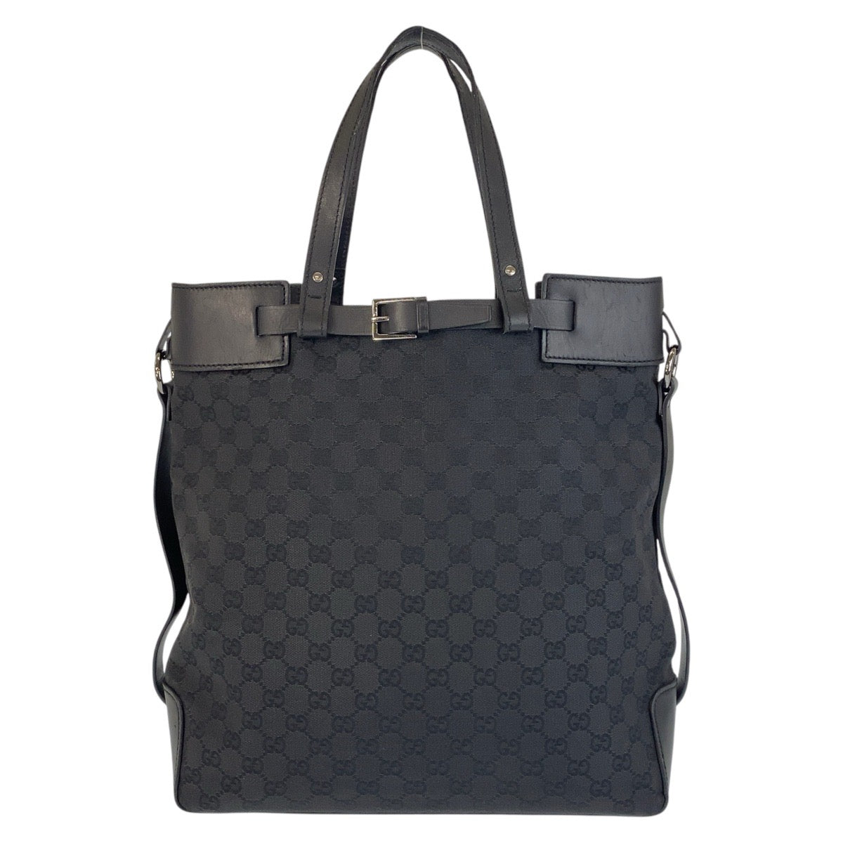 GUCCI Tote Bag 107736 GG canvas, leather Black black Tote Bag Shoulder Bag Women Used