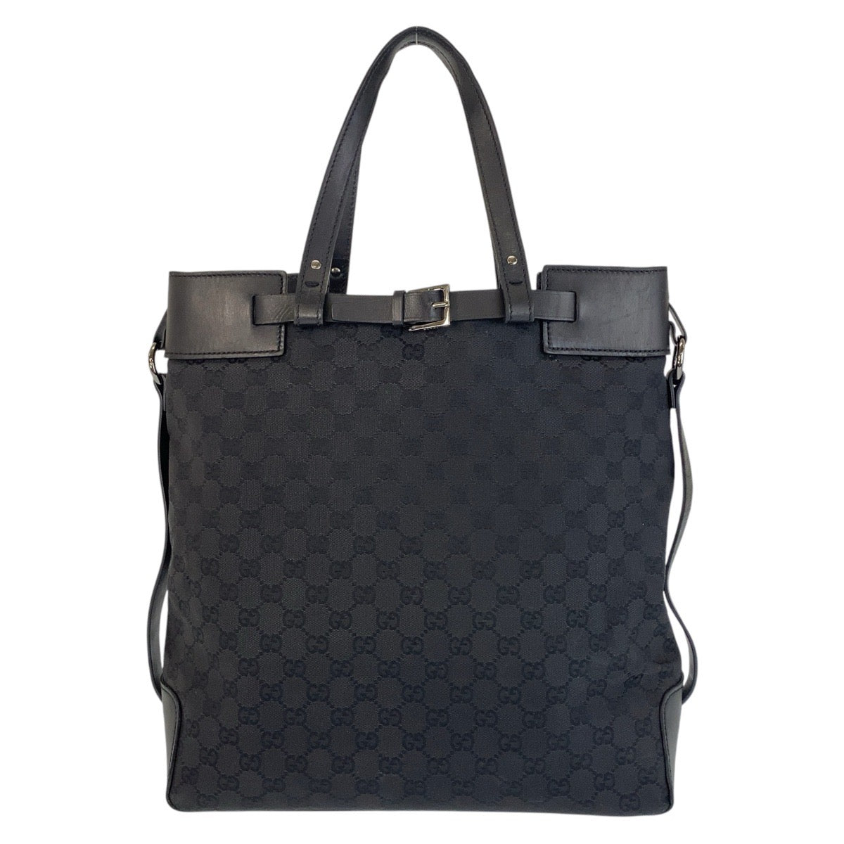 GUCCI Tote Bag 107736 GG canvas, leather Black black Tote Bag Shoulder Bag Women Used