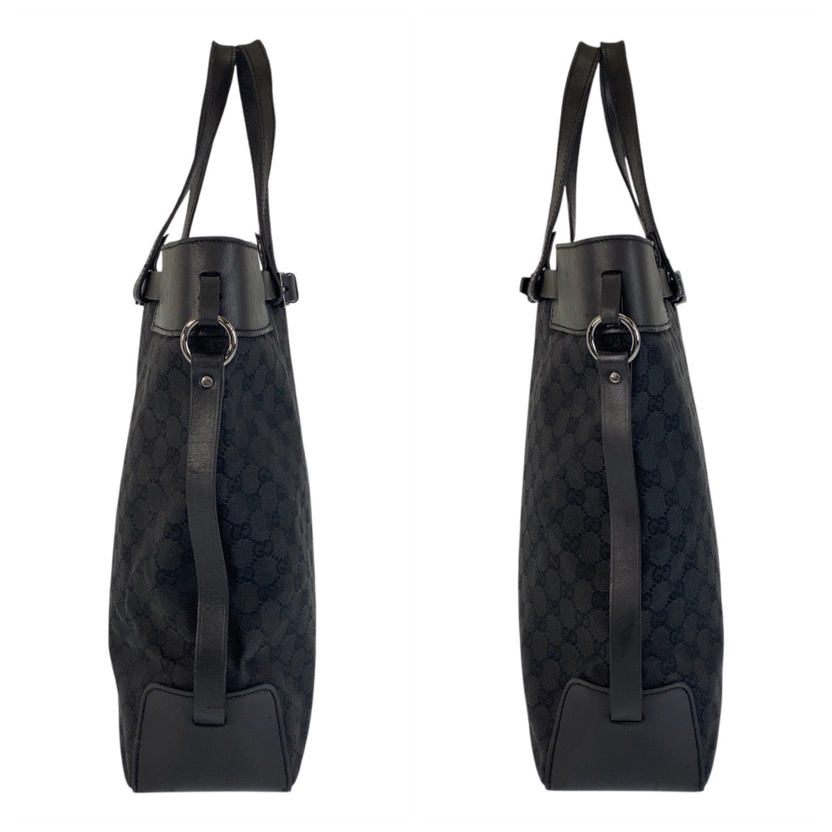GUCCI Tote Bag 107736 GG canvas, leather Black black Tote Bag Shoulder Bag Women Used