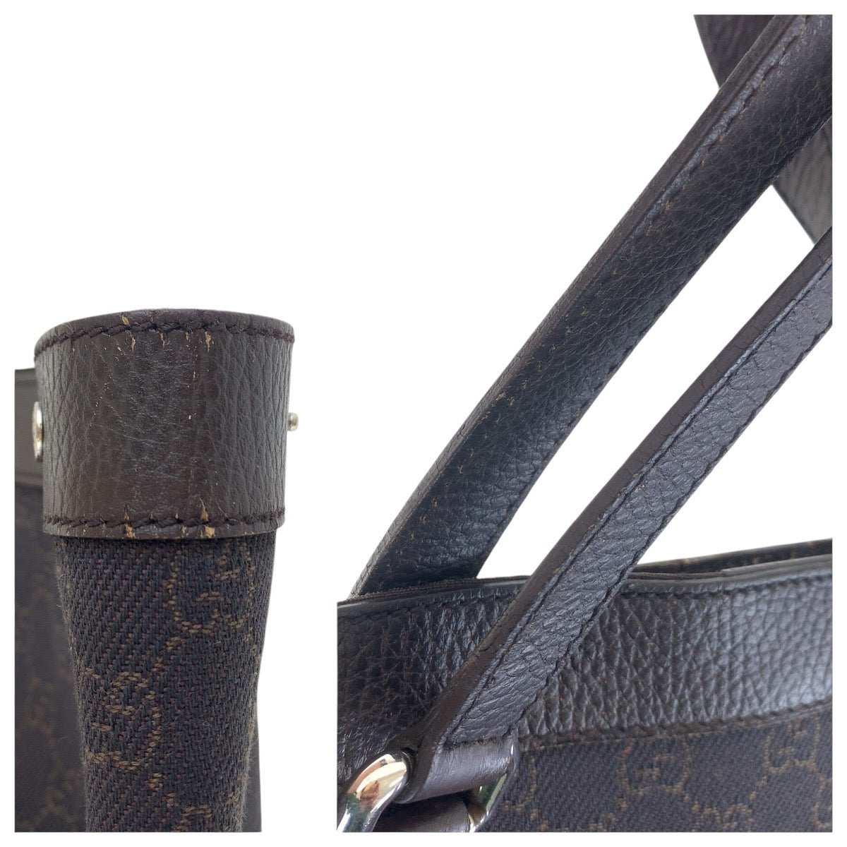 GUCCI Tote Bag 308410 GG canvas, leather Brown Silver Metal Tote Bag Shoulder Bag Unisex Women Used