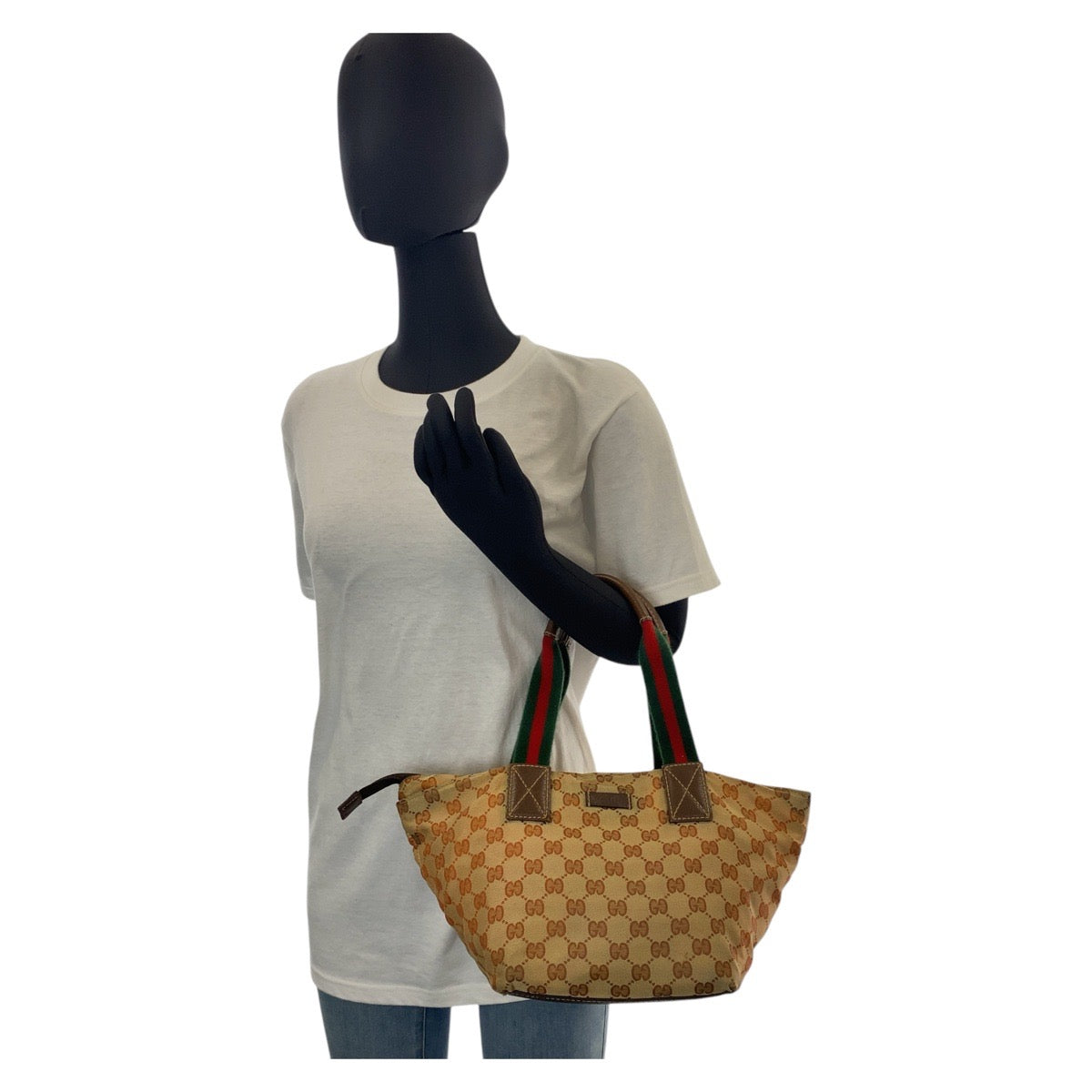 GUCCI Tote Bag 131228 GG canvas, leather Beige brown Tote Bag handbag Sherry line Women Used
