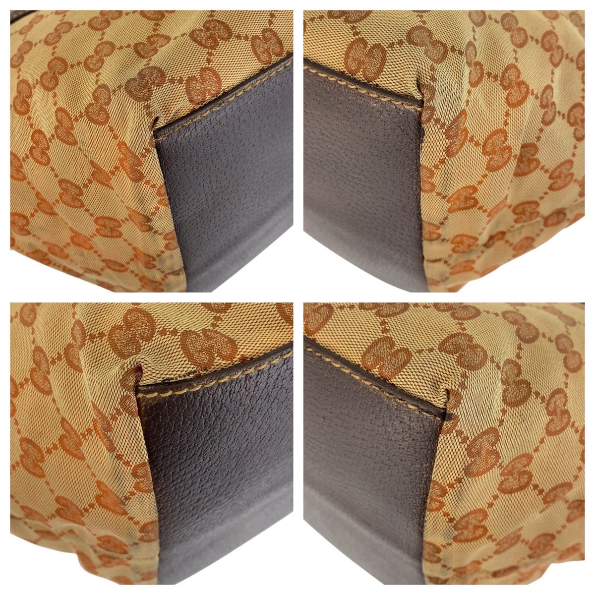 GUCCI Tote Bag 131228 GG canvas, leather Beige brown Tote Bag handbag Sherry line Women Used