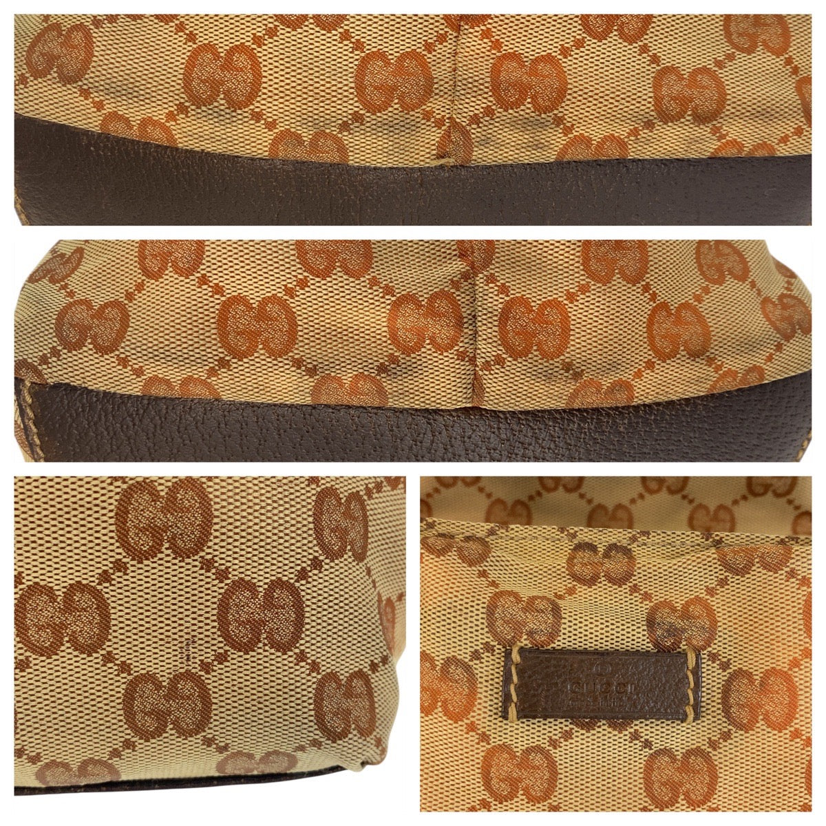 GUCCI Tote Bag 131228 GG canvas, leather Beige brown Tote Bag handbag Sherry line Women Used