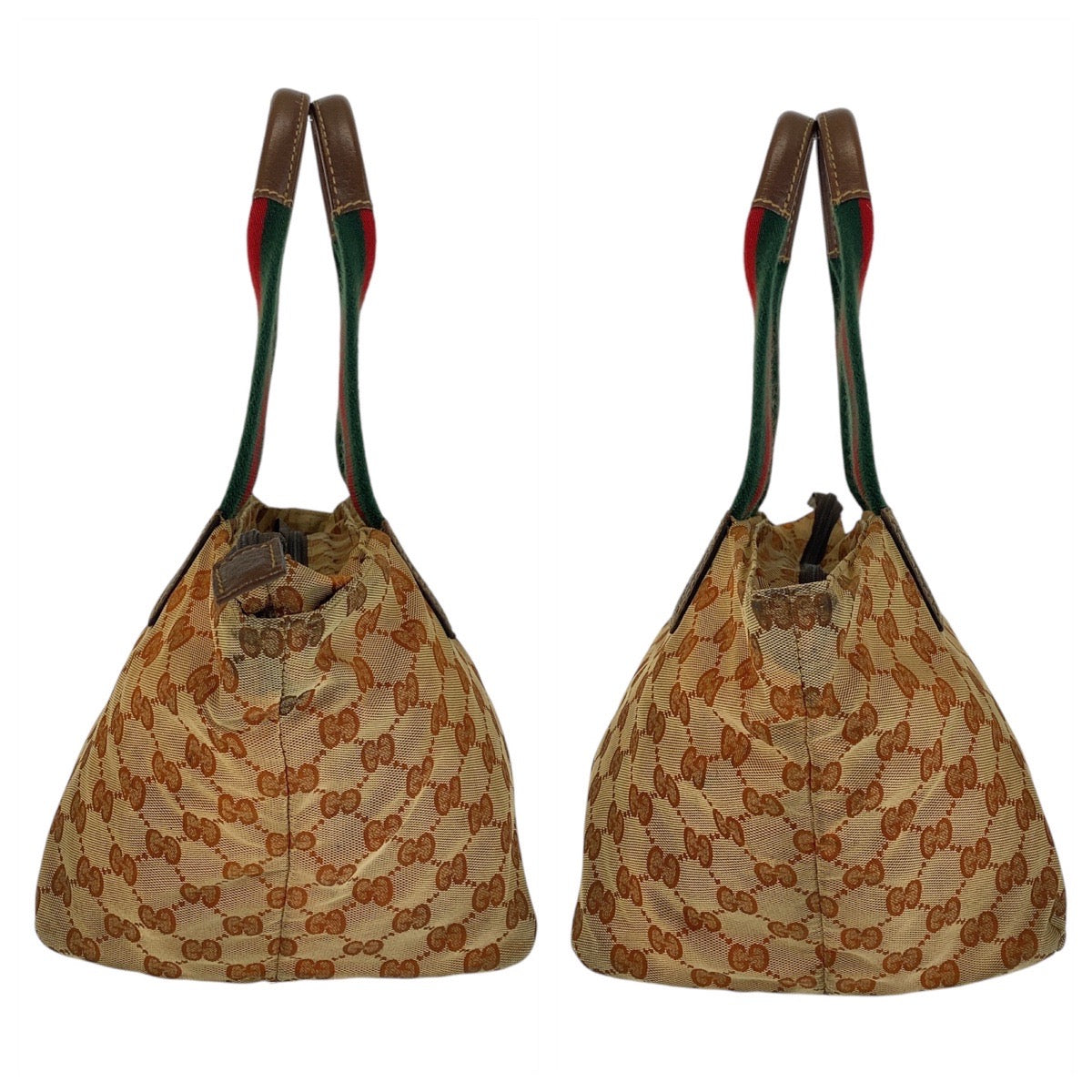 GUCCI Tote Bag 131228 GG canvas, leather Beige brown Tote Bag handbag Sherry line Women Used